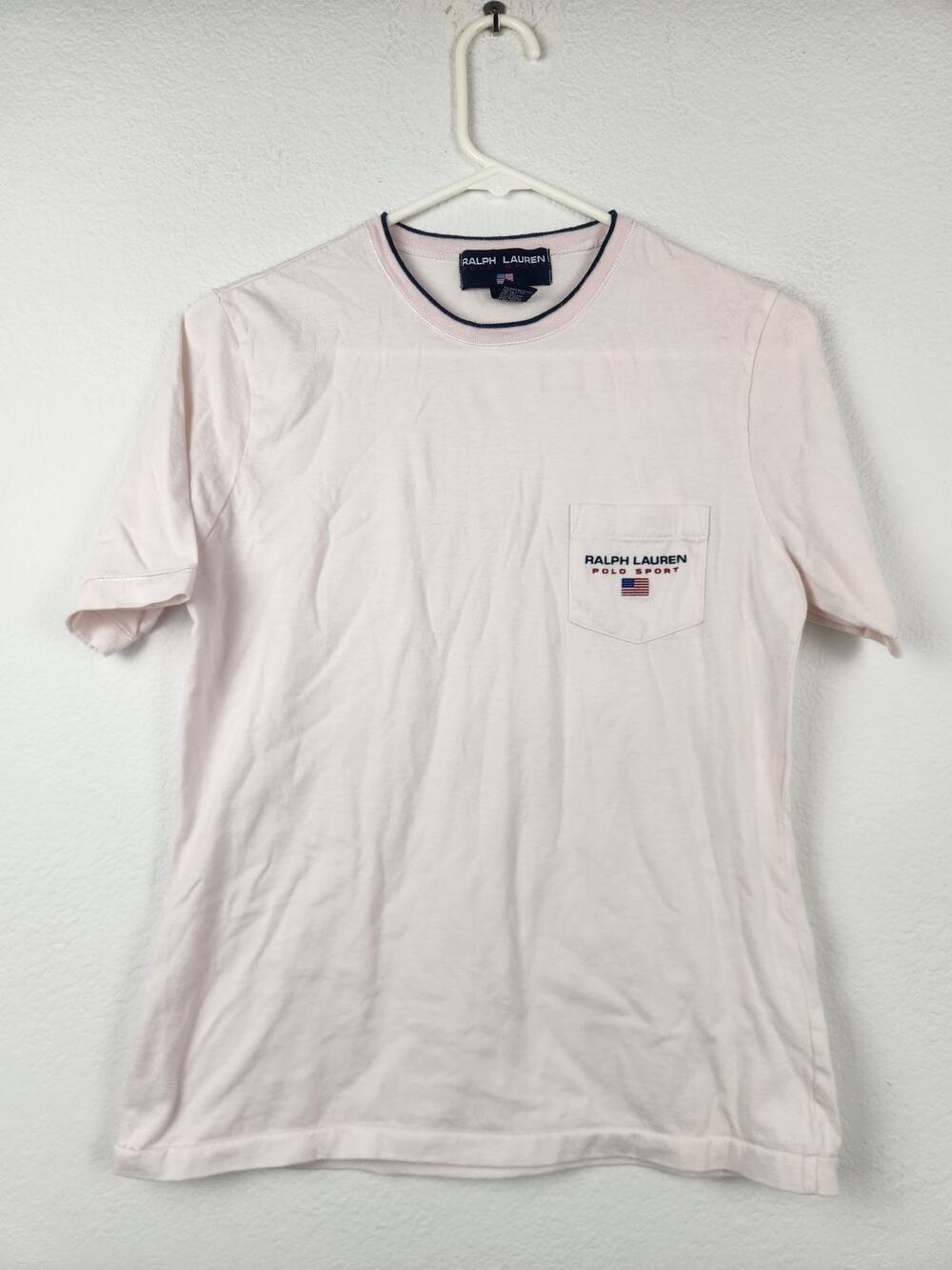 Ralph Lauren Polo Sport T-Shirt Short Sleeve Women Large Pink/White